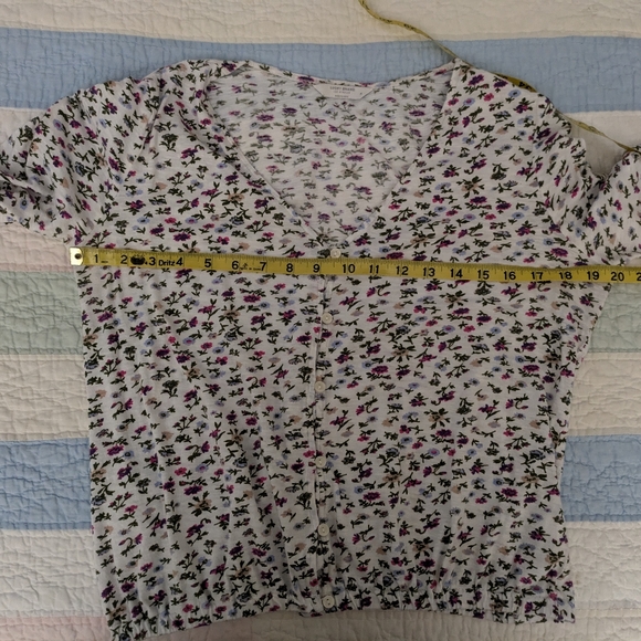 Lucky Brand cotton floral boho white-pink top, sz M - Picture 9 of 11